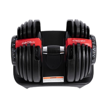 Set gantere reglabile TECHFIT 2,5-24 Kg, Sistem inovativ de reglare a greutatii, Negru/Rosu Set gantere reglabile TECHFIT 2,5-24 Kg, Sistem inovativ de reglare a greutatii, Negru/Rosu