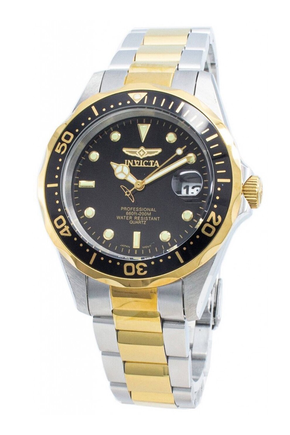 Invicta, Ceas de otel inoxidabil bicolor, Argintiu/Auriu
