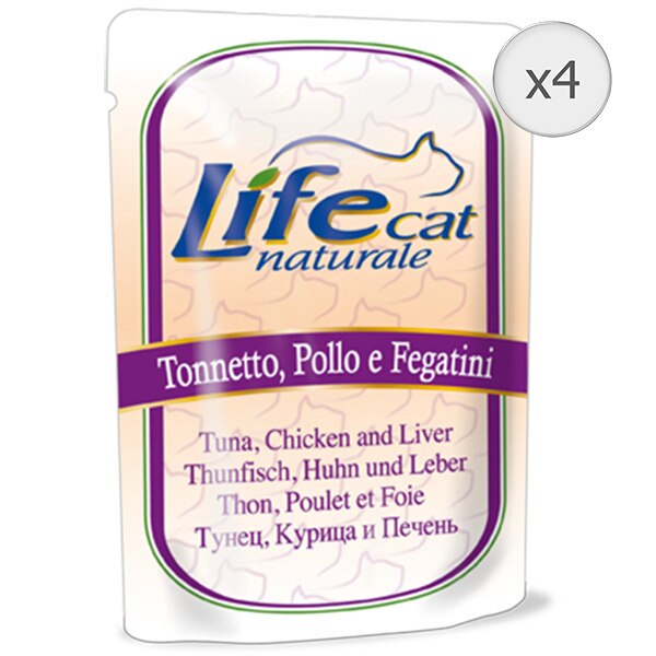 Hrana umeda pentru pisici Life Ton, Pui si Ficat, 4 x 70 g