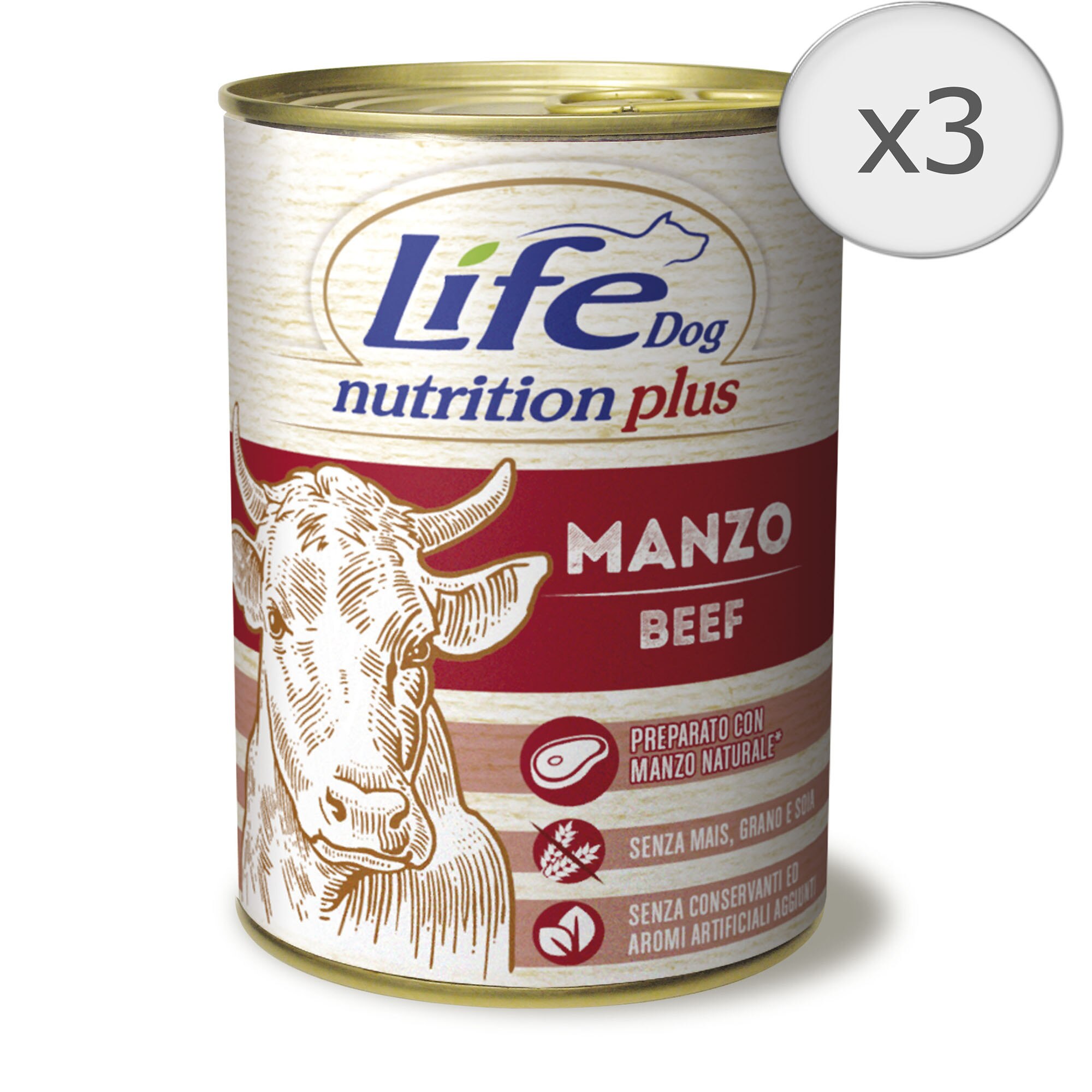 Hrana umeda pentru caini Life Vita Bucati, 3 x 400 g