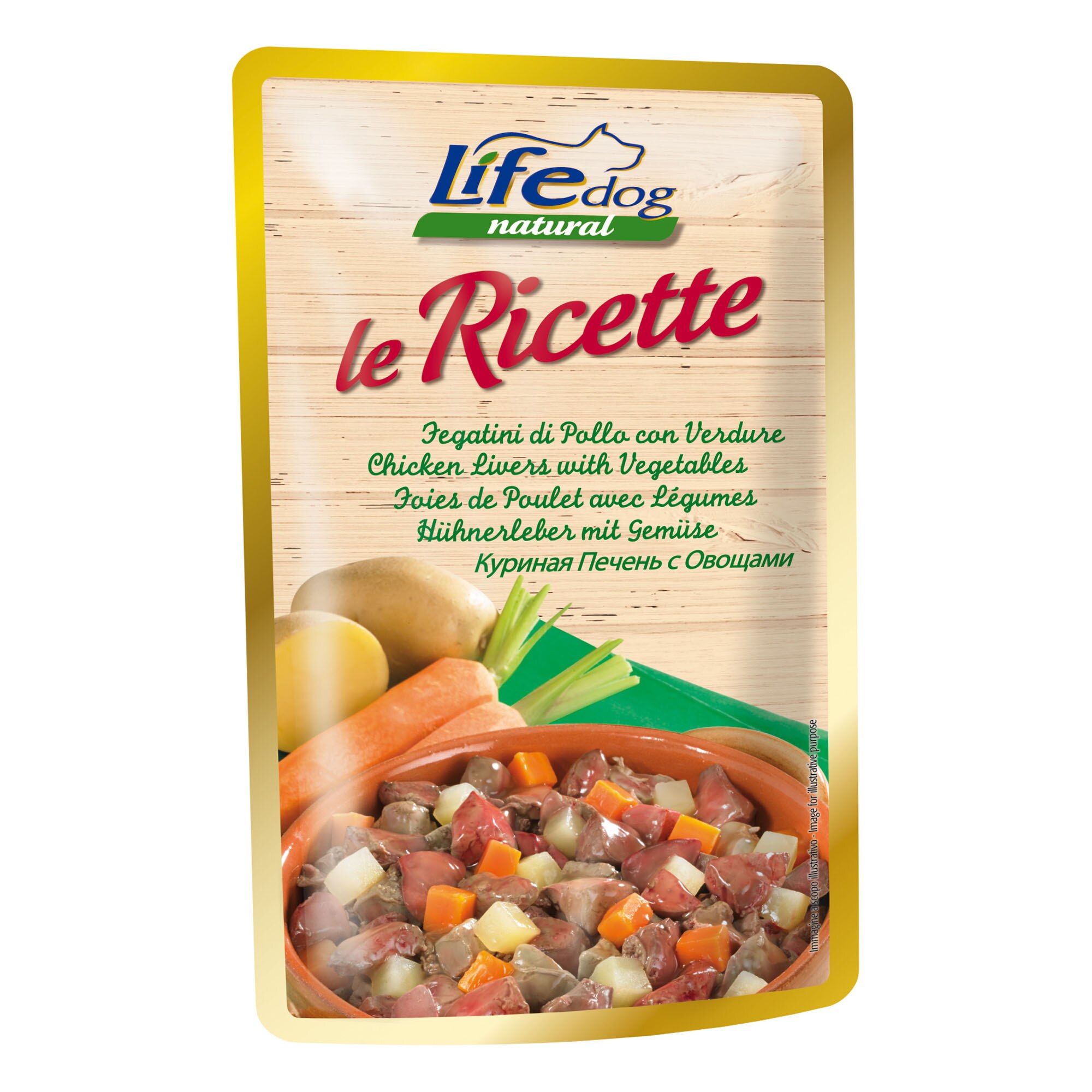 Hrana umeda pentru caini Life Le Ricette, Ficat si Vegetale, 4 x 95 g