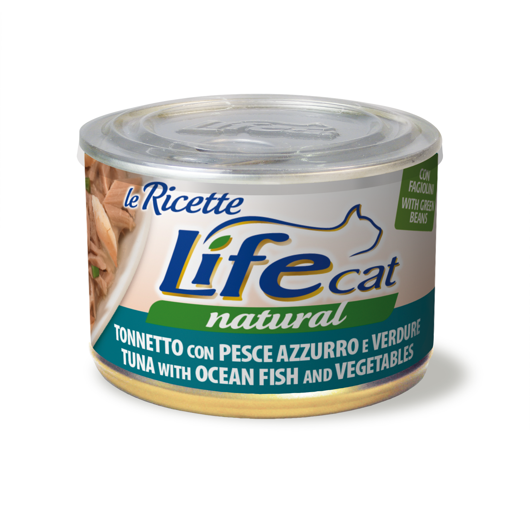 Hrana umeda pentru pisici Life Le Ricette, Ton, Peste Oceanic si Vegetale, 4 x 150 g