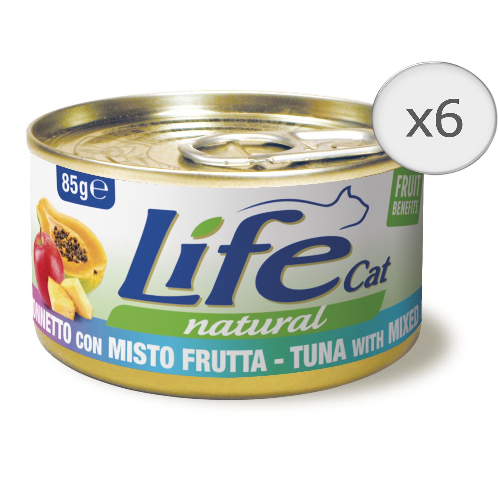 Hrana umeda pentru pisici Life Ton cu Mix de Fructe, 6 x 85 g