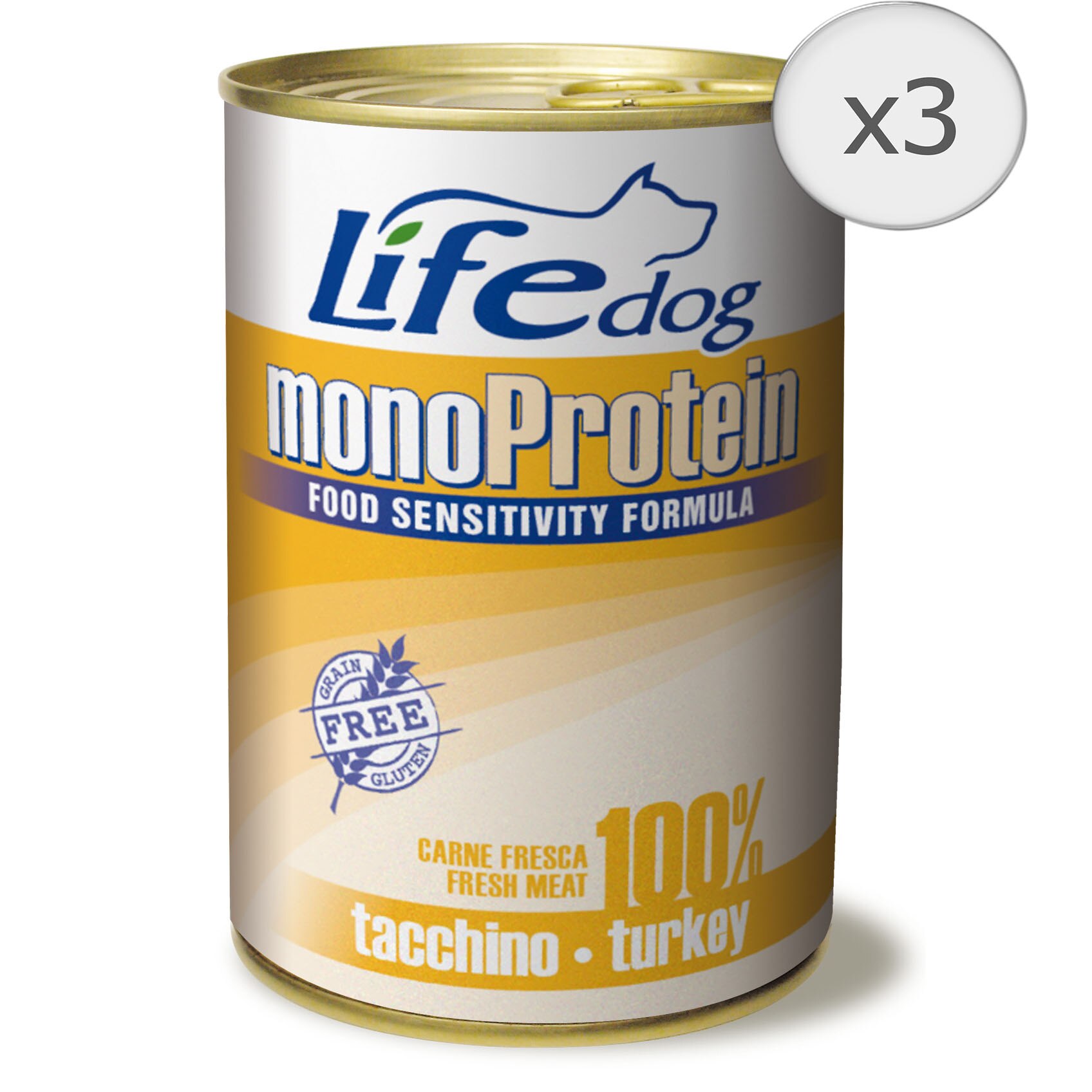 Hrana umeda pentru caini Life Monoproteic, Curcan, 3 x 400 g