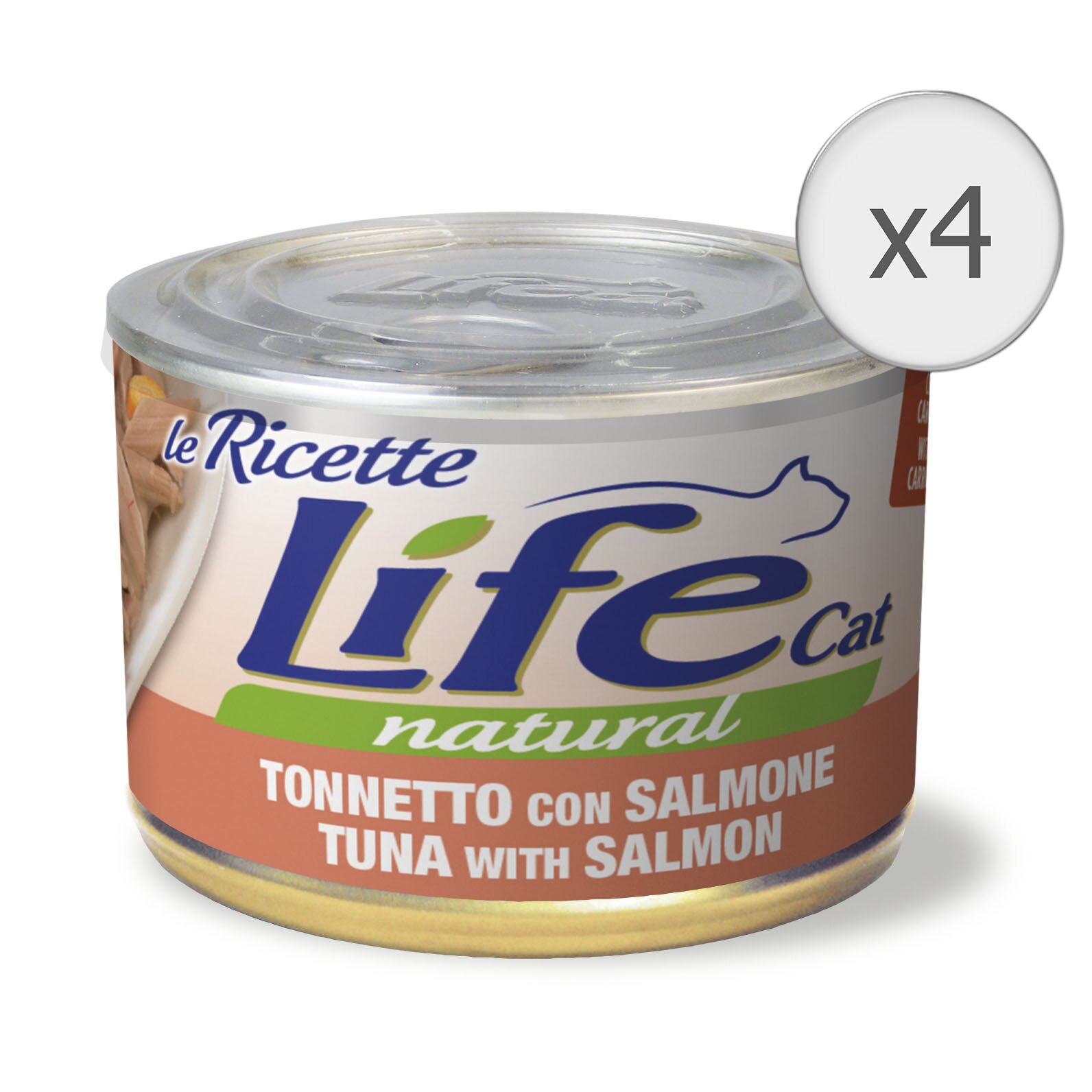 Hrana umeda pentru pisici Life Le Ricette, Ton si Somon, 4 x 150 g