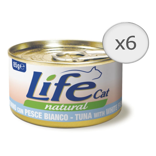 Hrana umeda pentru pisici Life Ton si Peste Alb, 6 x 85 g