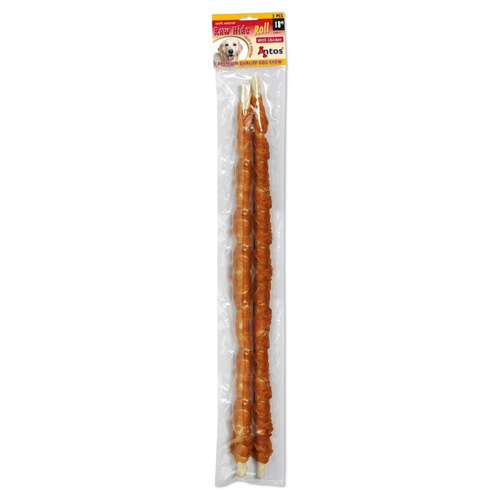Recompense pentru caini Antos Raw Hide & Chicken Rolls, 230g