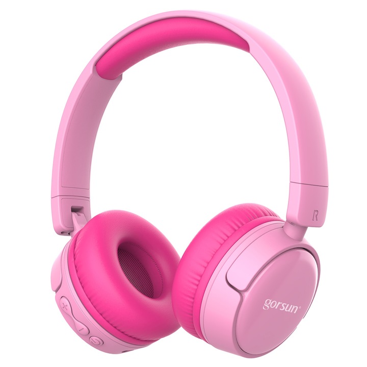 Безжични аудио слушалки Gorsun E62, За деца, Bluetooth V5.0+, 85db, Бързо зареждане, Розов