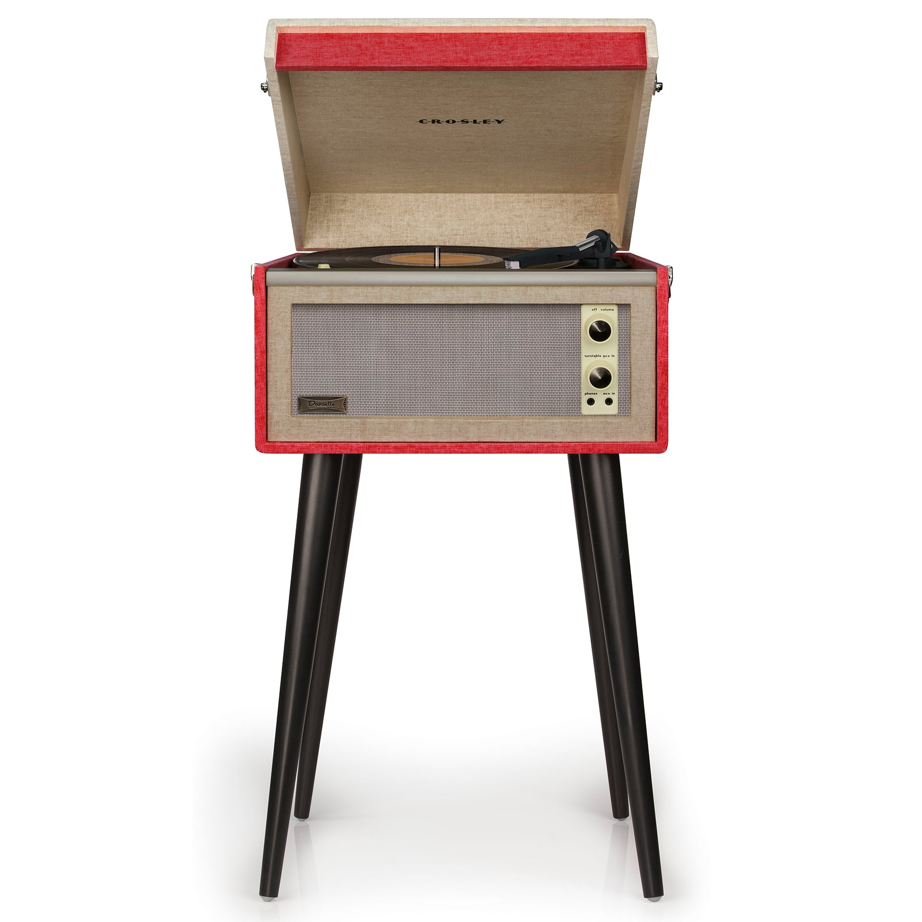 Pick-Up Retro Crosley Bermuda cu Picioare detasabile, Bluetooth, Boxe incorporate, AUX, Iesire Casti, Rosu Vintage