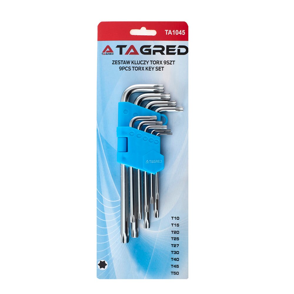 Set chei torx Tagred, tip L, otel CR-V, T10-T50, 9 piese