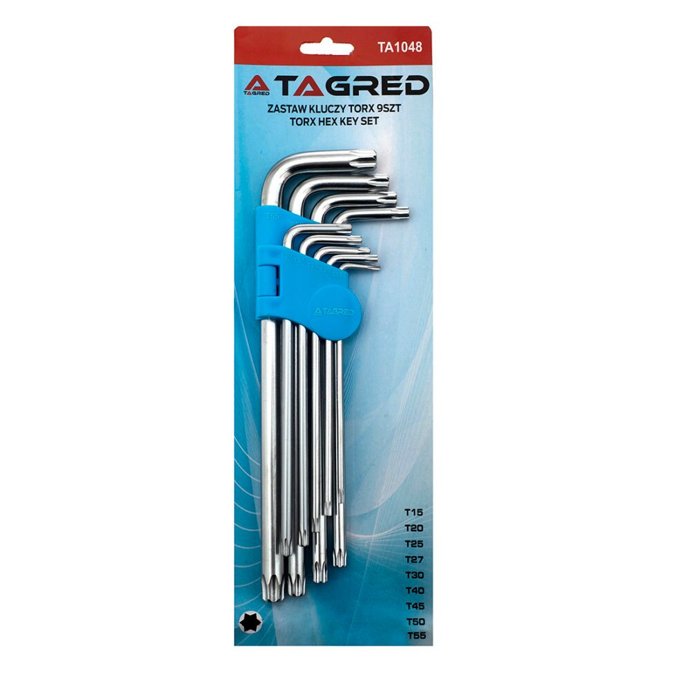 Set chei torx Tagred, tip L, otel CR-V, T15-T55, 9 piese