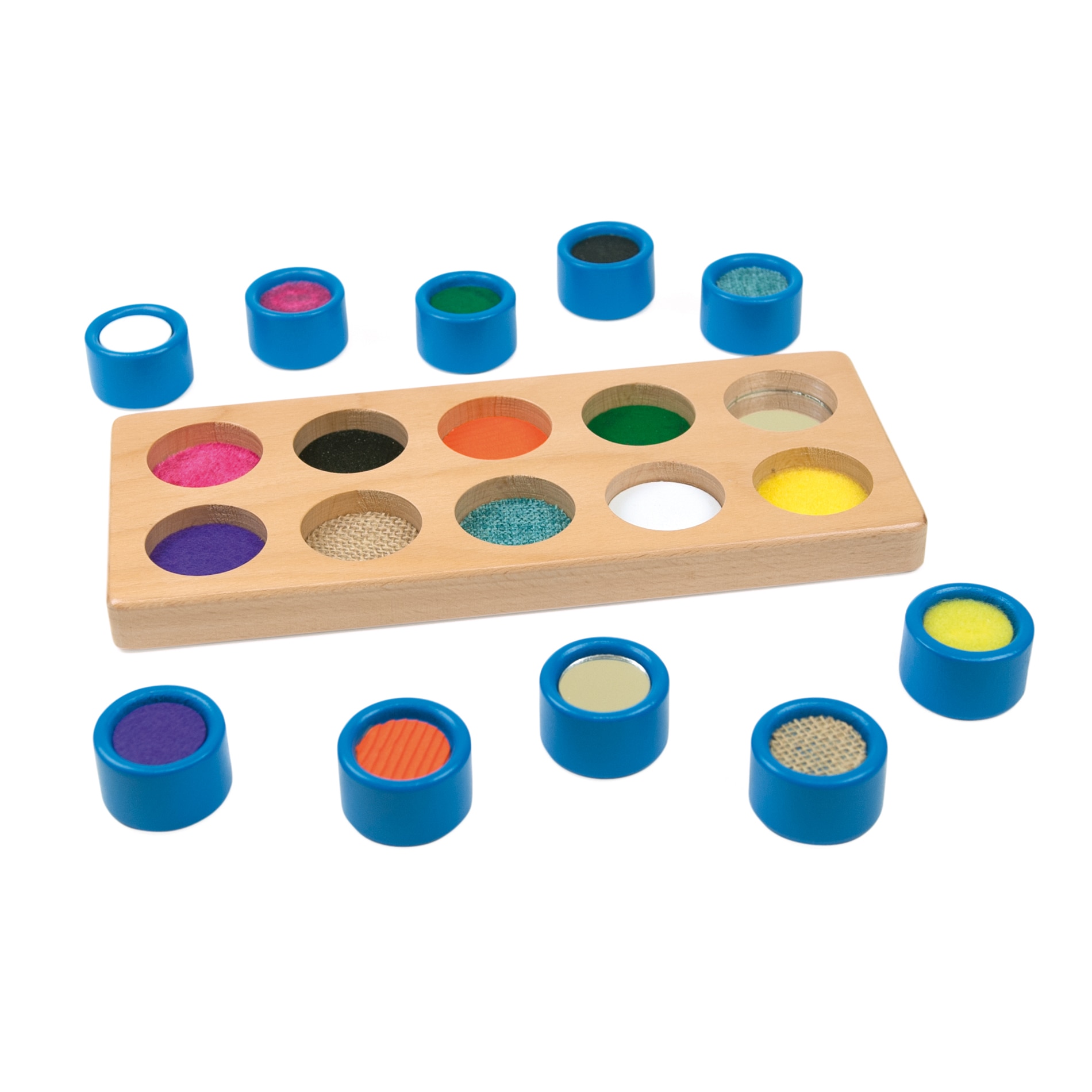 Joc senzorial cuburi tactile, 10 piese, 2 ani +, Andreu Toys