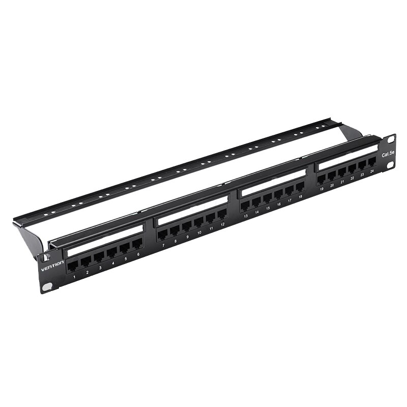 Patch panel keystone negru, CAT5E UTP, 24 porturi, Vention