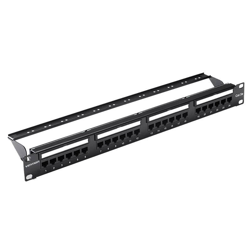Patch panel keystone negru, CAT6 UTP, 24 porturi, Vention