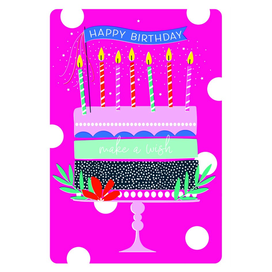 Felicitare - Happy Birthdays - Cake, Roz, Cu mesaj, Carton