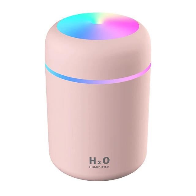 Umidificator aer 300ml Siegbert, alimentare USB, difuzor aroma, iluminare led, roz