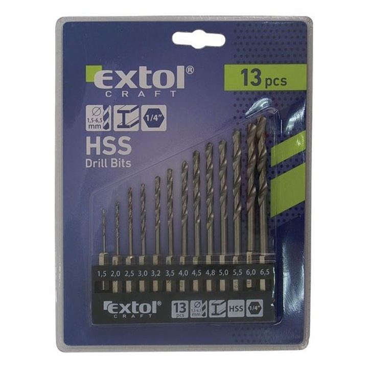 Комплект шнекови свредла Extol ﻿Ø1,5-6,5 mm с патронници 13 BIT