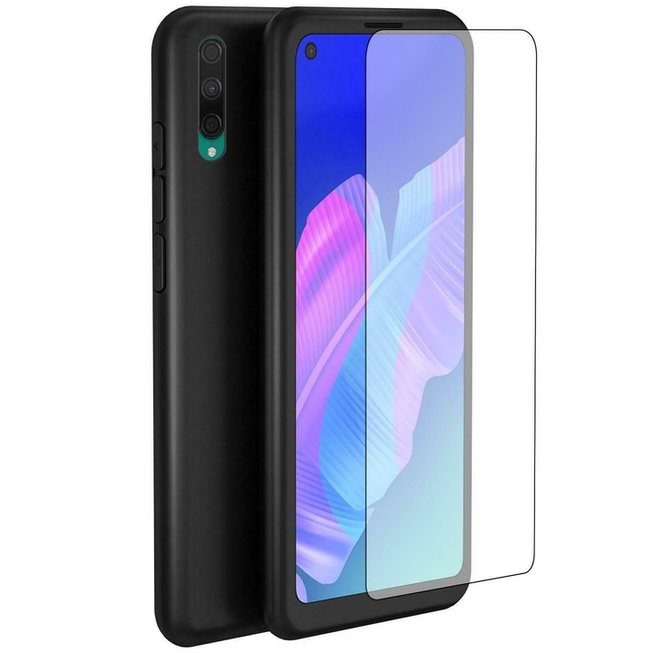 Husa Full Cover 360° (fata, spate, folie sticla) pentru Huawei P40 Lite E, Negru