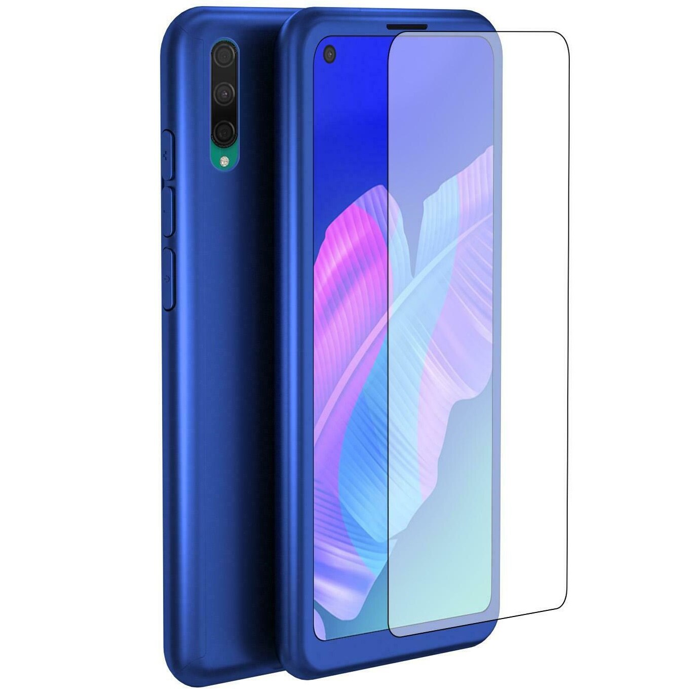 Husa Full Cover 360° (fata, spate, folie sticla) pentru Huawei P40 Lite E, Albastru