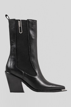 Bronx, Botine din piele cu toc masiv, Negru Bronx, Botine din piele cu toc masiv, Negru