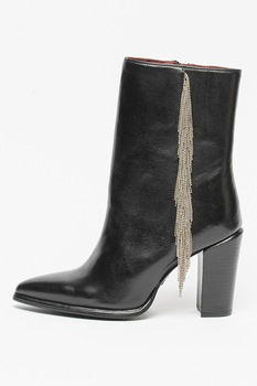 Bronx, Botine de piele cu varf ascutit, Negru Bronx, Botine de piele cu varf ascutit, Negru