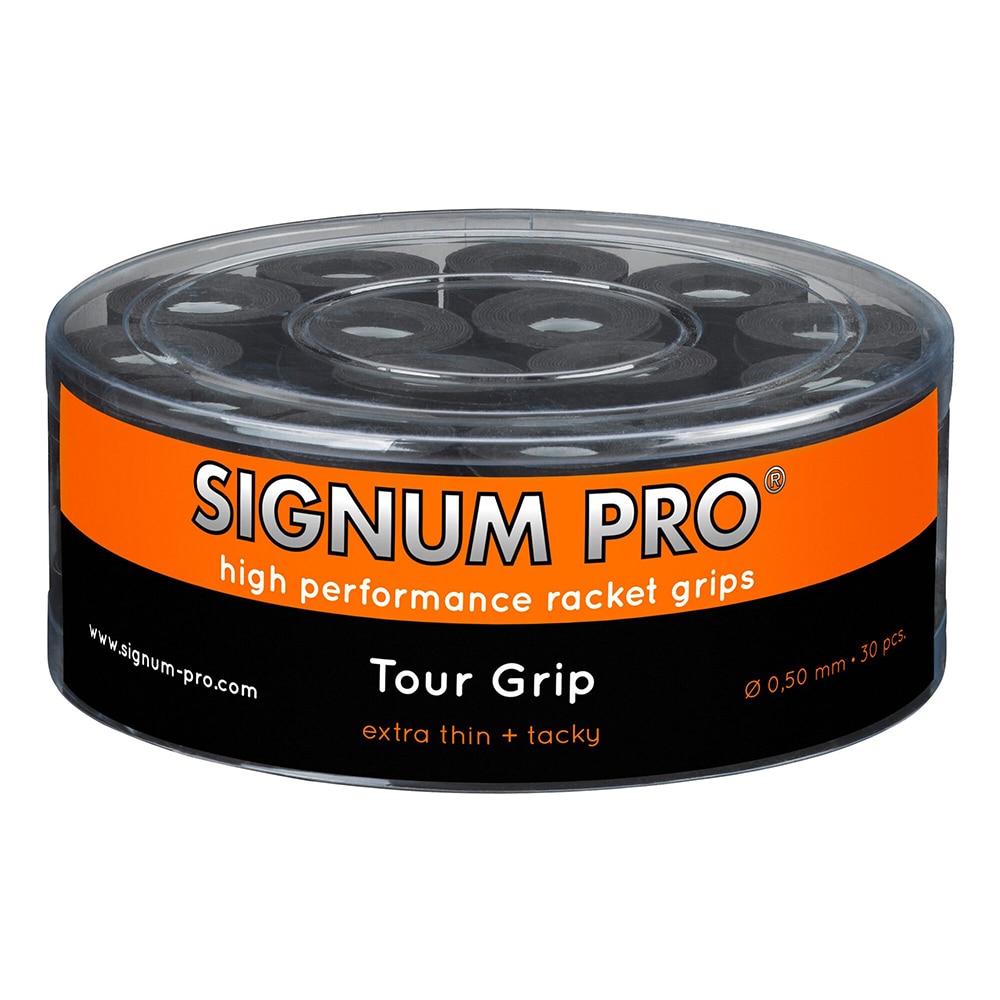 Set 30 overgripuri Signum Pro Tour Grip, negru, dimensiune overgrip 1100 x 27 x 0,50 mm