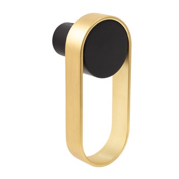 Agatatoare cuier ovala Orbit, finisaj negru mat/auriu periat, 105x45 mm Agatatoare cuier ovala Orbit, finisaj negru mat/auriu periat, 105x45 mm