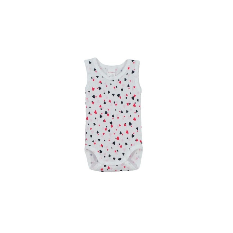 Body maieu, alb cu inimioare roz si bluemarin
