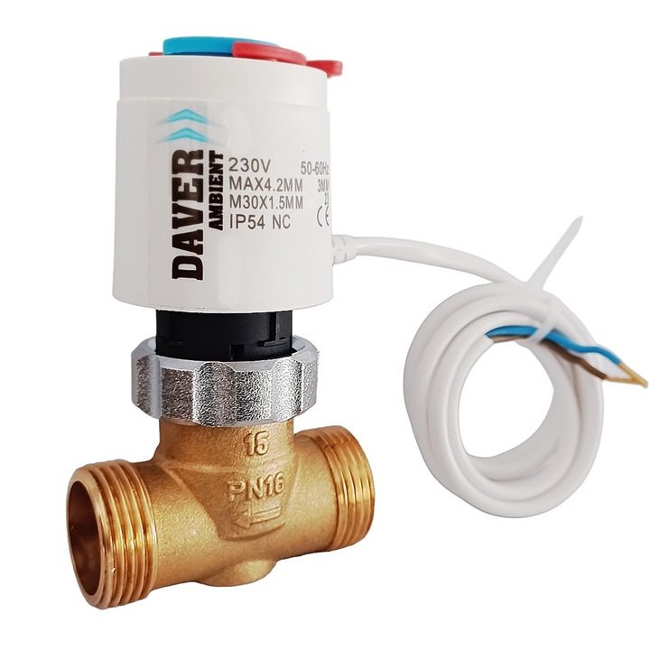 Electrovana cu revenire automata 3,5 kvs, 2 cai, 3/4”, 220V, Daver