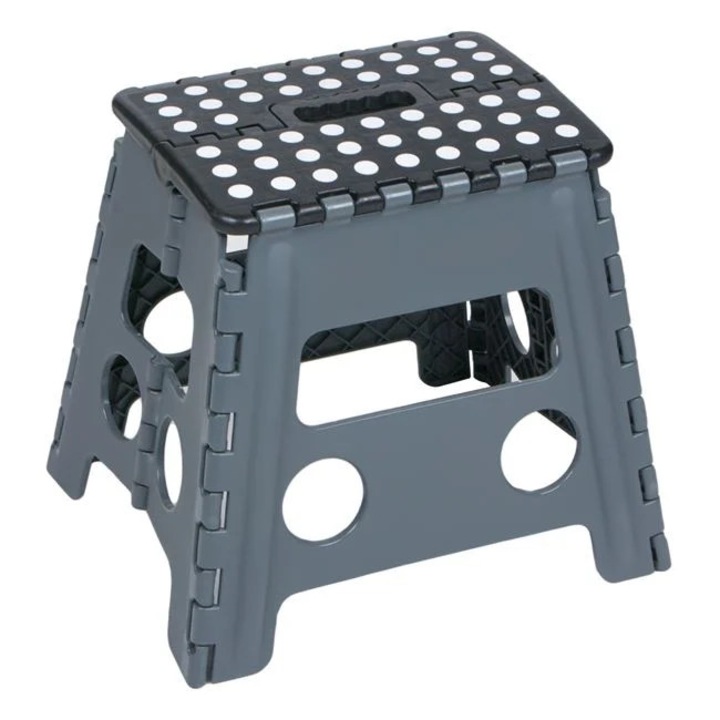 Сгъваем стол за къмпинг, Пластмасов, 29x22x32 cm, Сив/Черен