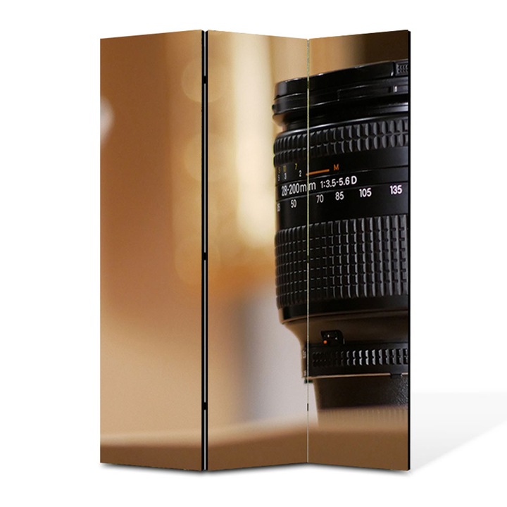 Paravan 3 piese Premium TrueColor, Art Star, Obiectiv fotografiat din apropiere, Vintage, Panza pe cadru de lemn, Decoratiuni Moderne pentru Casa, 3 Panouri de 35x150, 105 x 150 cm