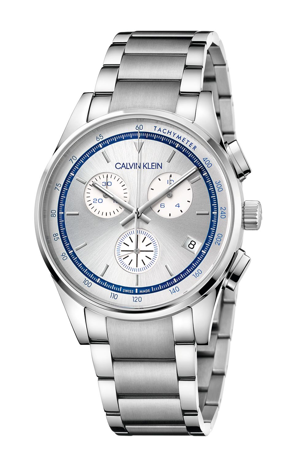 CALVIN KLEIN, Ceas quartz analog cu bratara de otel inoxidabil, Argintiu