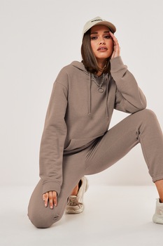 Missguided, Set de pantaloni sport si hanorac, Maro taupe deschis Missguided, Set de pantaloni sport si hanorac, Maro taupe deschis