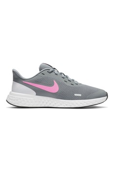 Nike, Pantofi cu imprimeu logo pentru alergare Revolution 5, Gri deschis/Roz Nike, Pantofi cu imprimeu logo pentru alergare Revolution 5, Gri deschis/Roz
