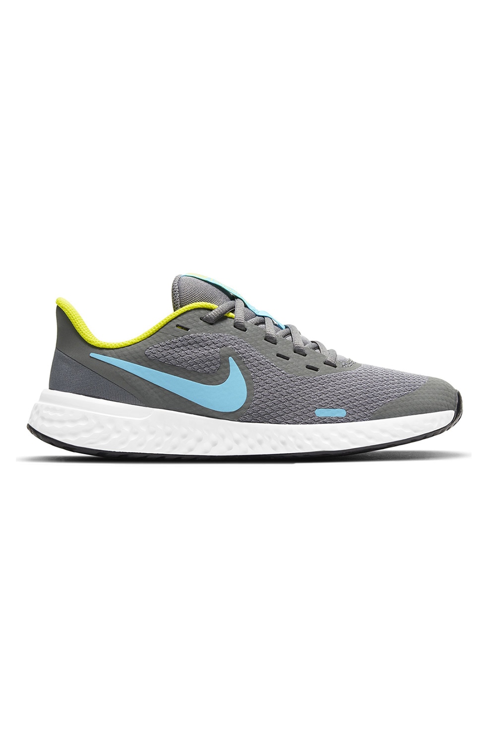 Nike, Pantofi cu imprimeu logo pentru alergare Revolution 5, Gri