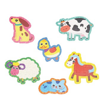 Puzzle 6 animale de la ferma, 28 piese, 2 ani+, Andreu Toys Puzzle 6 animale de la ferma, 28 piese, 2 ani+, Andreu Toys