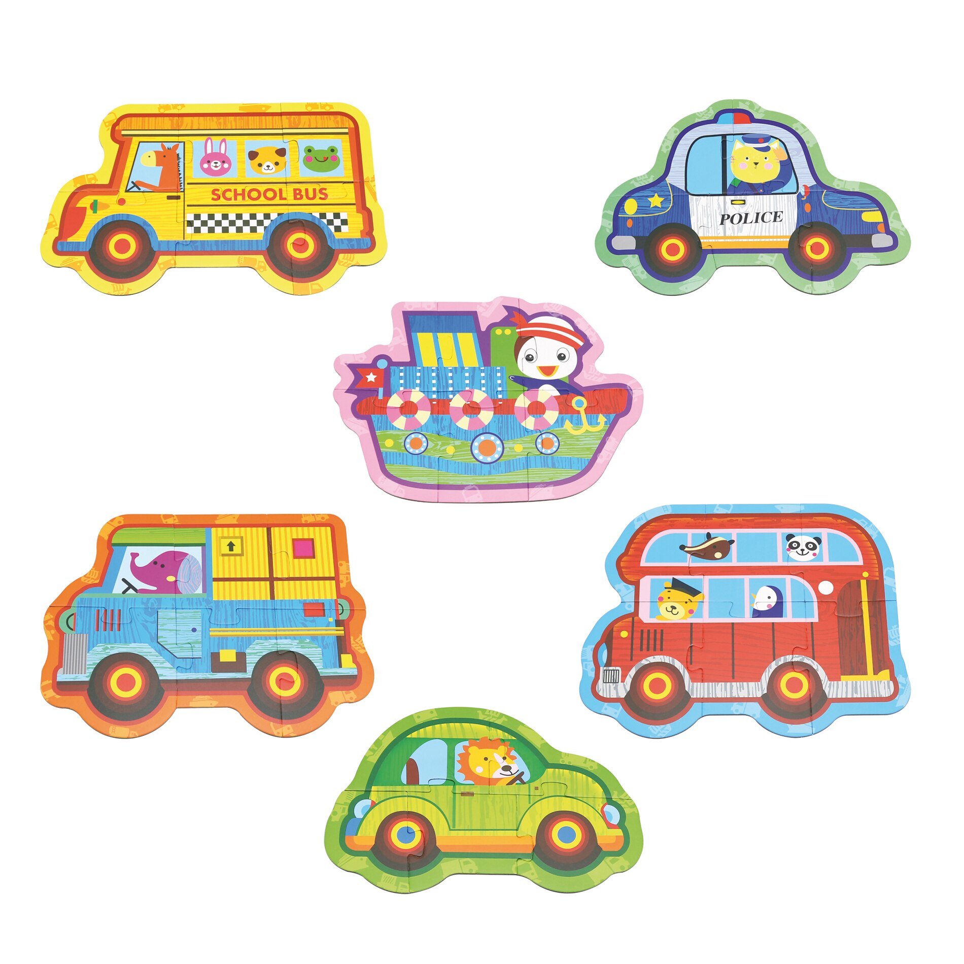Puzzle 6 vehicule, 34 piese, 2 ani+, Andreu Toys