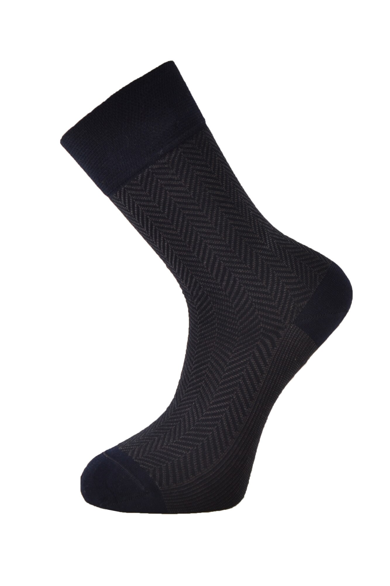 Sosete barbati din bumbac mercerizat si fibre de bambus Newton, M12, Albastru marin si gri, cu motive geometrice , 41-44 EU