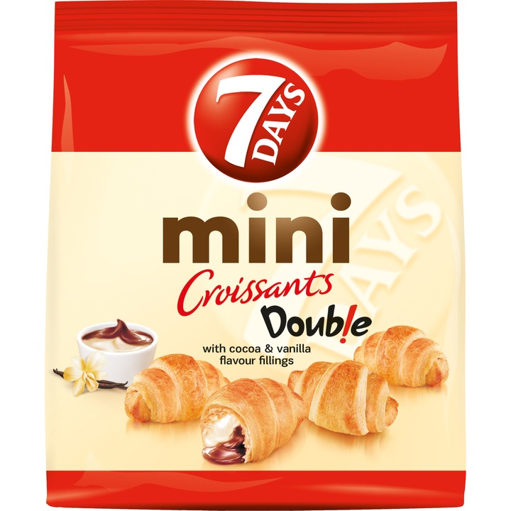 Mini Croissants Double cu crema de cacao si vanilie 7Days 185g