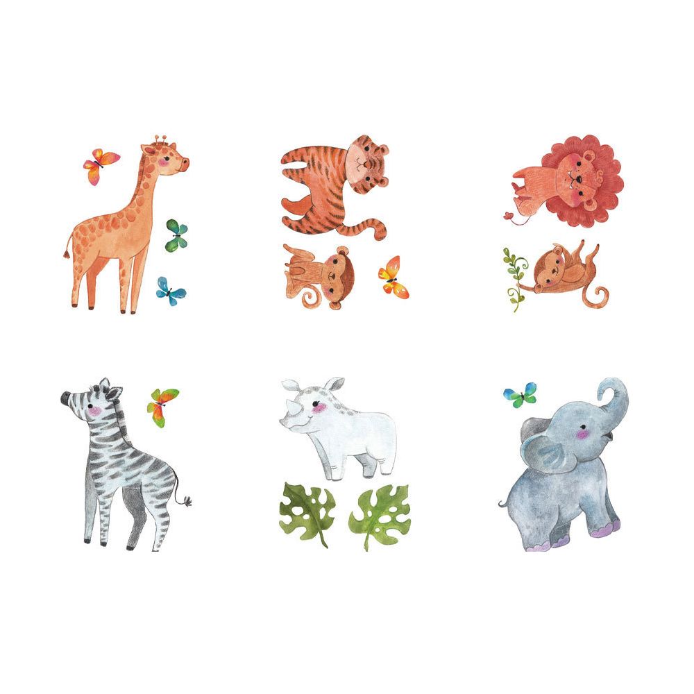 Sticker decorativ cu 8 Animalute, 6 coli autocolante, 14.8x21 cm, multicolor