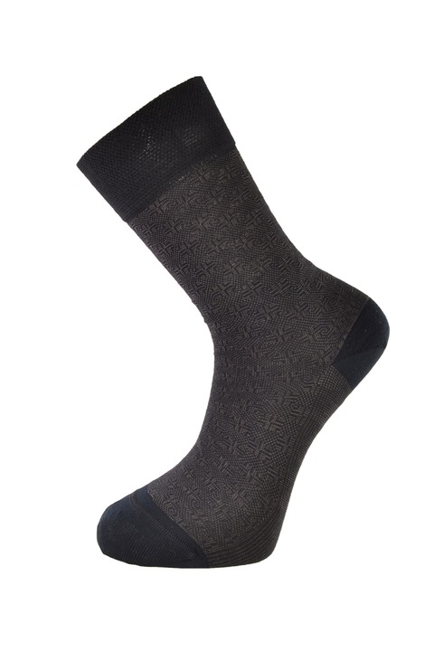 Sosete barbati din bumbac mercerizat si fibre de bambus Newton, M10, Albastru marin si gri, cu motive geometrice, 41-44 EU