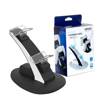 Suport pentru incarcator dual pentru controlere Ps5 Oivo, USB, Negru Suport pentru incarcator dual pentru controlere Ps5 Oivo, USB, Negru