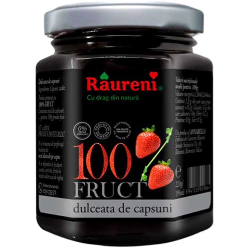 Dulceata de Capsuni 100% Raureni, 230g