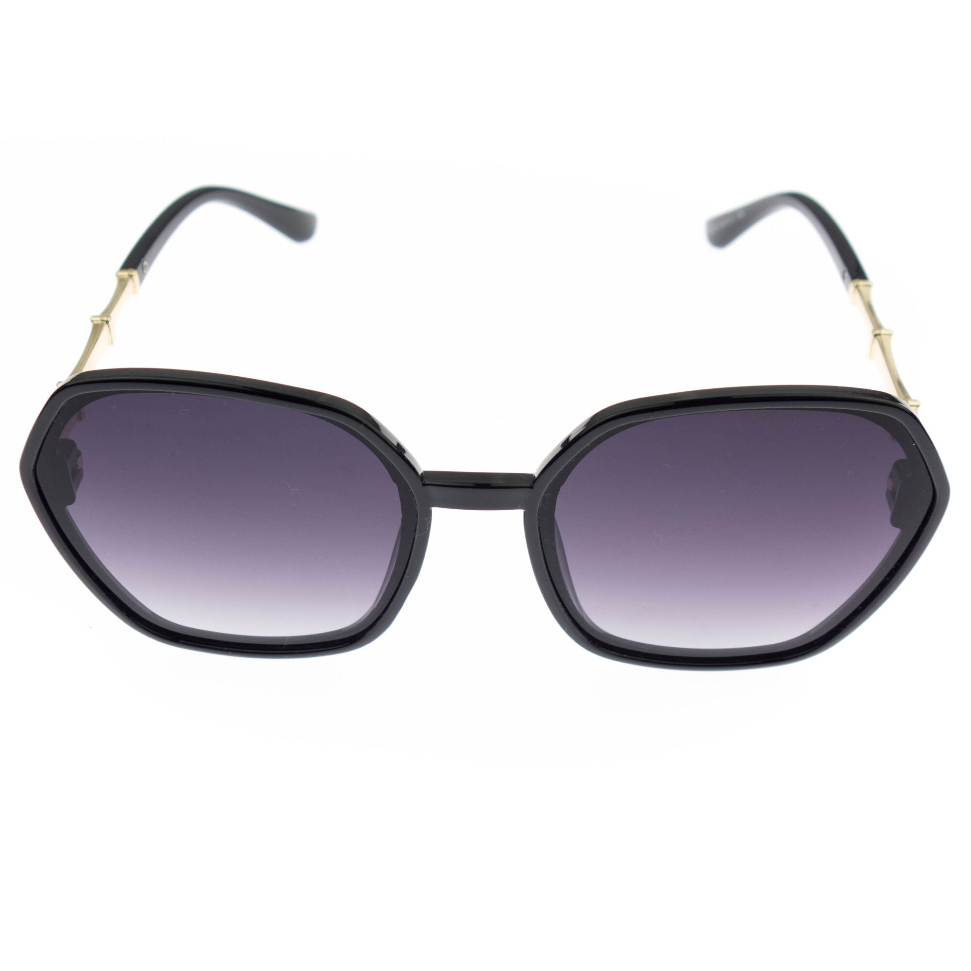 Ochelari de soare, Dama, Negru cu detalii aurii pe brat, lentila gri degrade - OCS311