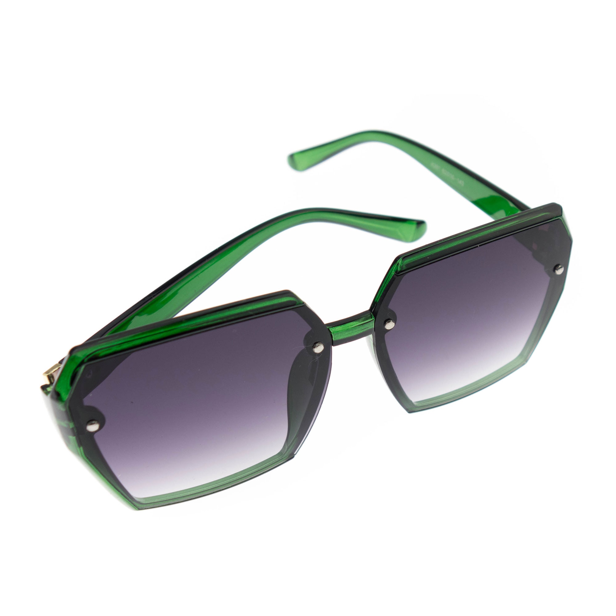 Ochelari de soare, Dama, Verde cu detalii aurii, lentila gri degrade - OCS308