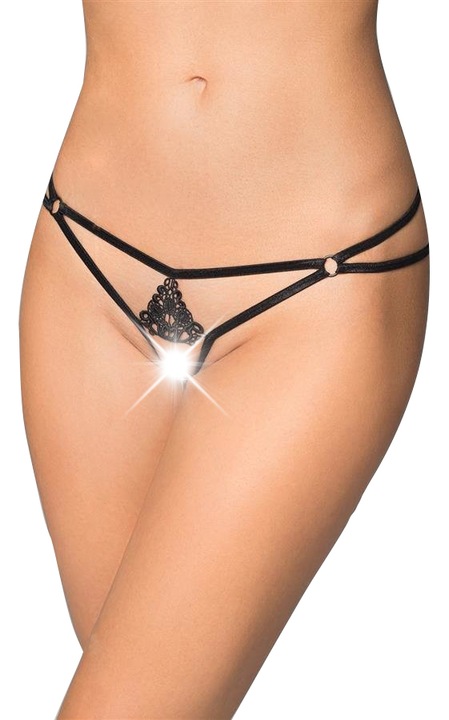 Дамски еротични прашки с интимен отвор Softline 2477, Черен, Размер S/L