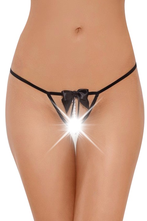 Дамски еротични бикини с интимен отвор Softline 2356, Черен, Размер S/L