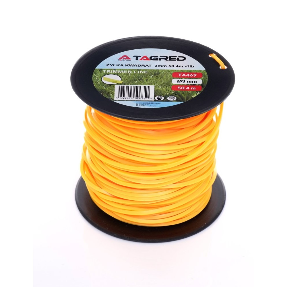 Fir taietor Tagred, pentru motocoasa, sectiune patrata, 3mmx50.4m, portocaliu