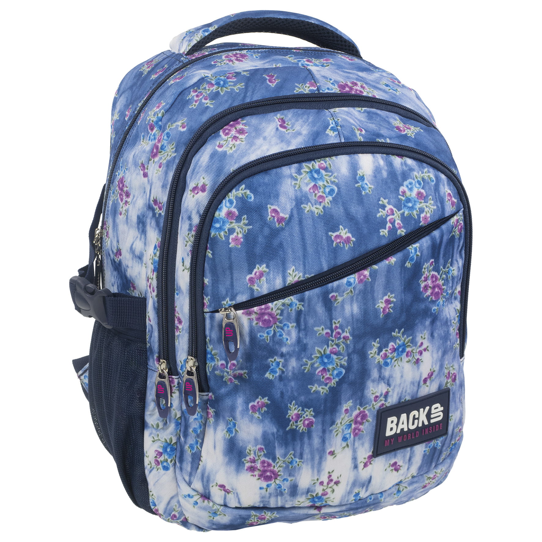 Rucsac scoala BackUP model G 44 flori, multicolor