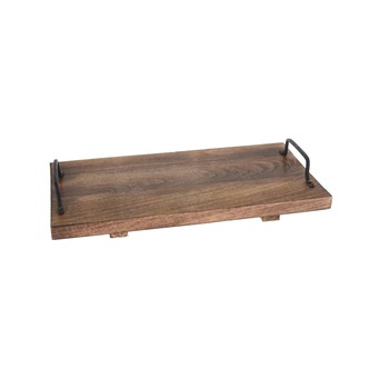 Platou servire din lemn de mango cu manere metalice, 41 x 22 x 6 cm Platou servire din lemn de mango cu manere metalice, 41 x 22 x 6 cm